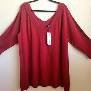 525 America Born in Brooklyn Ruby red 3/4 sleeve sweater. 2X